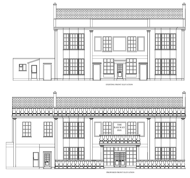 Historic public house side extension, Suffolk — elevations by TM Designs